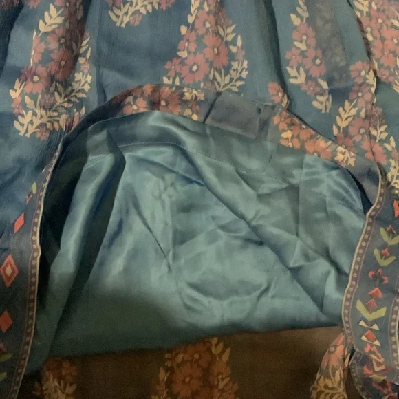 New Johnny Was Jade Blue Blaire Floral 100% Silk Midi Dress - Picture 12 of 16